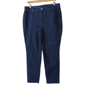 Talbots Women's Jeans Sz 14W Flawless Slim Ankle Polka Dot Denim Pants Excellent
